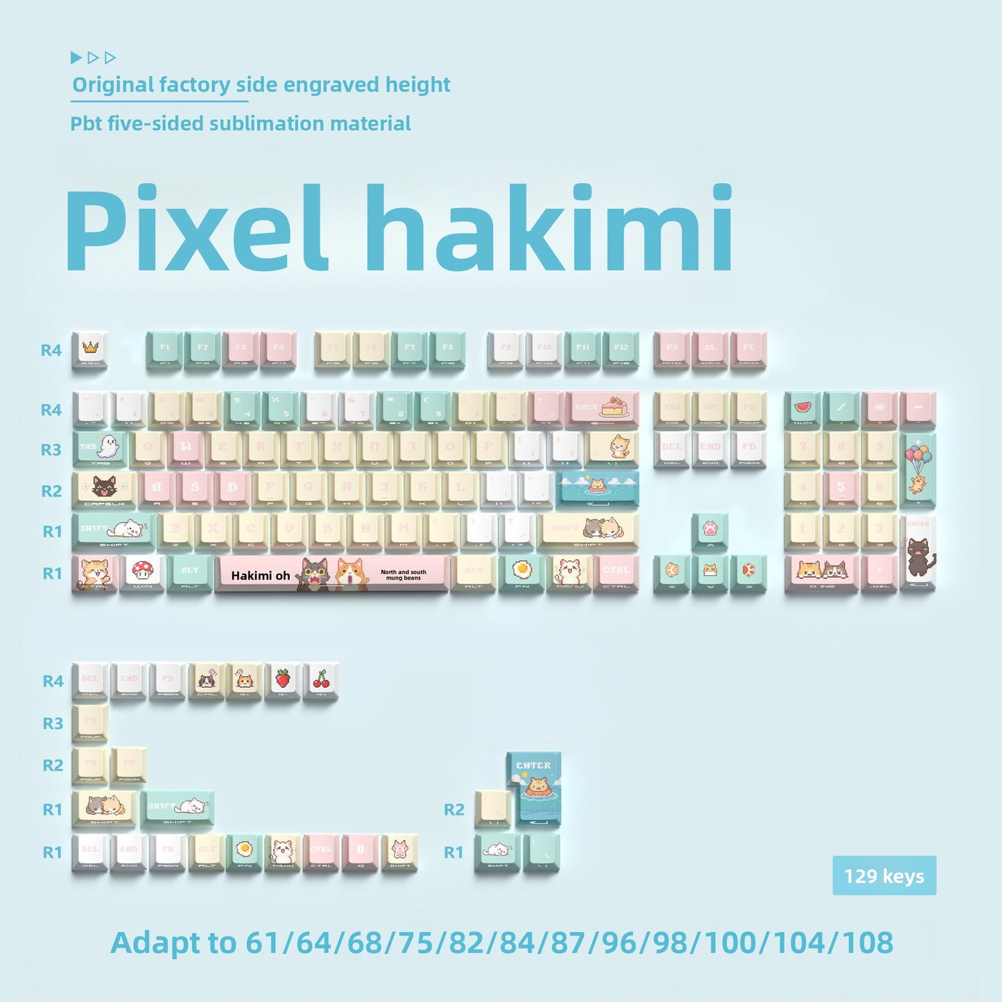 129-Key Custom Mechanical Keyboard Keycaps