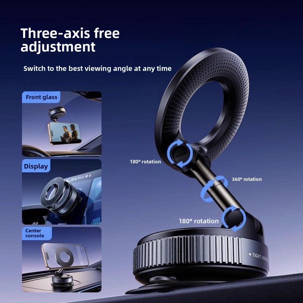 Magnetic Car Phone Holder with Vacuum Suction