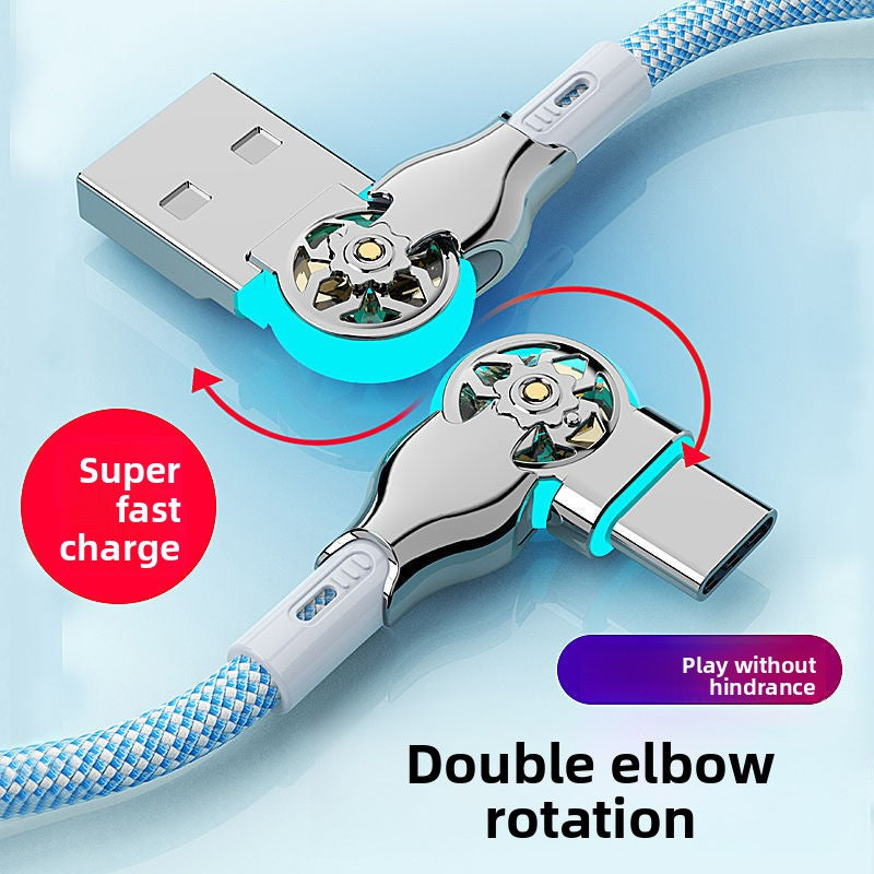 Swivel Braided Fast Charging Cable with LED