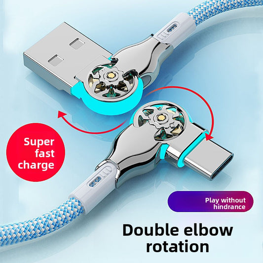 Swivel Braided Fast Charging Cable with LED