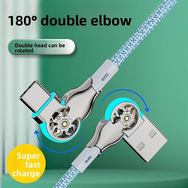Swivel Braided Fast Charging Cable with LED