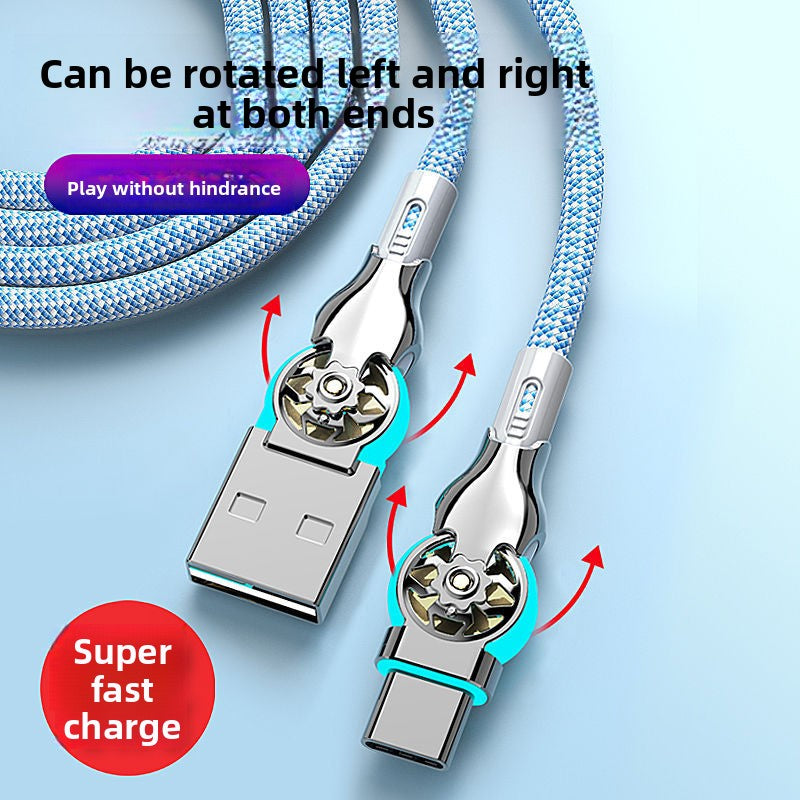 Swivel Braided Fast Charging Cable with LED