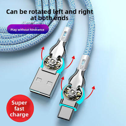 Swivel Braided Fast Charging Cable with LED