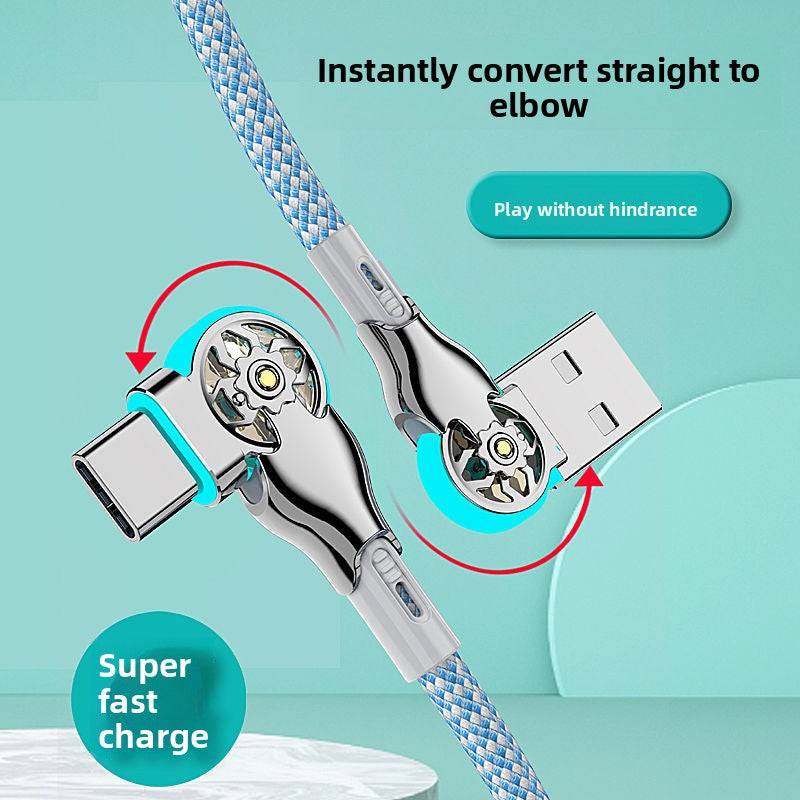 Swivel Braided Fast Charging Cable with LED