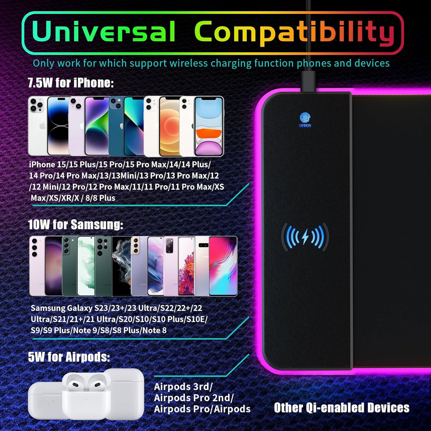 RGB Wireless Charging Mouse Pad