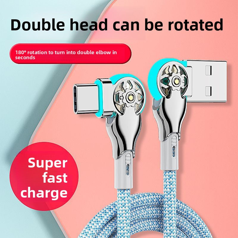 Swivel Braided Fast Charging Cable with LED