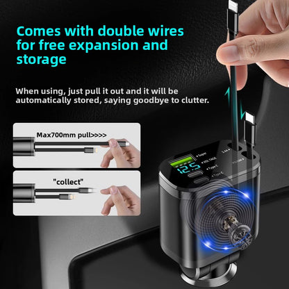 120W Retractable Car Charger Dual Port