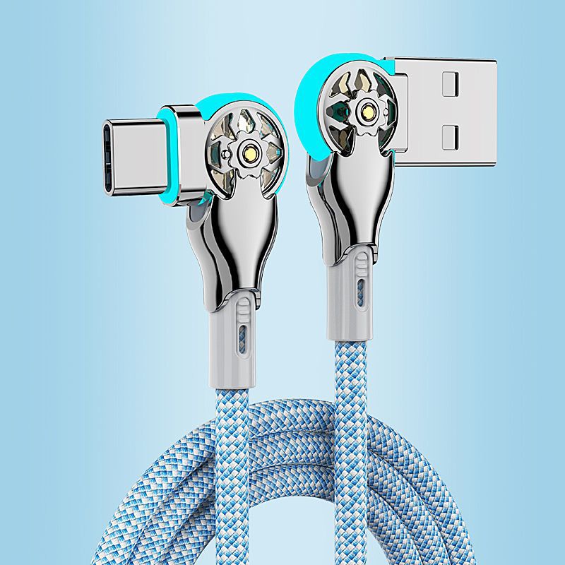 Swivel Braided Fast Charging Cable with LED