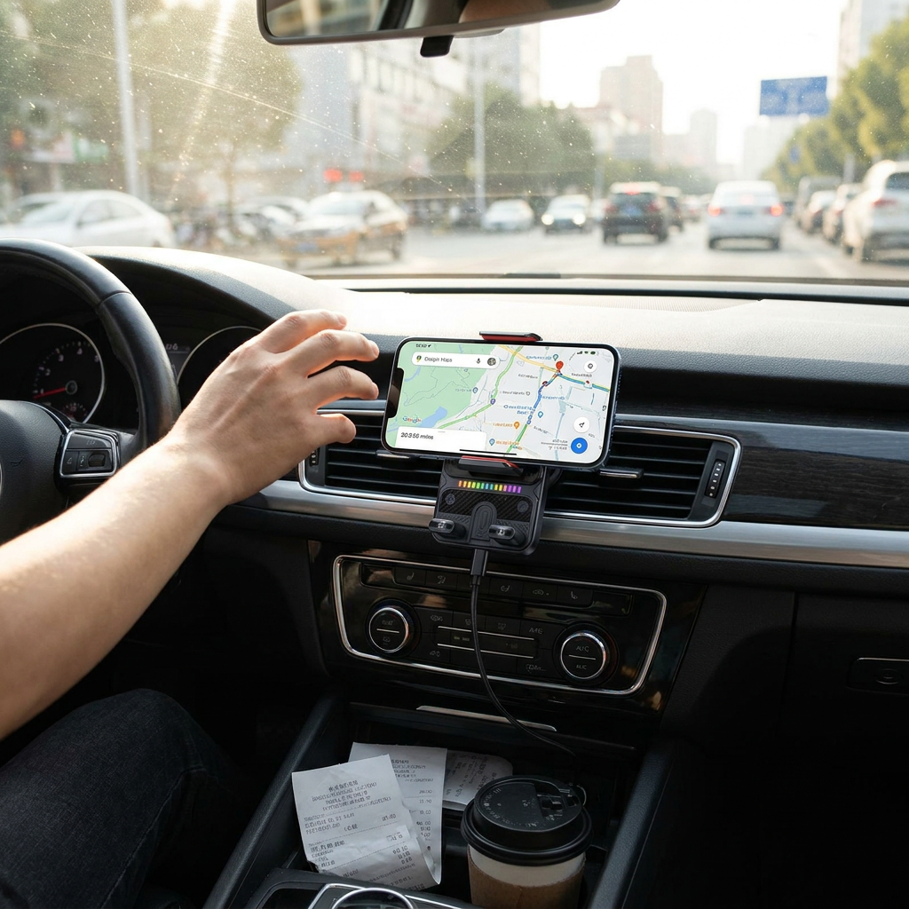 Magnetic Car Phone Holder with Wireless Charging lifestyle